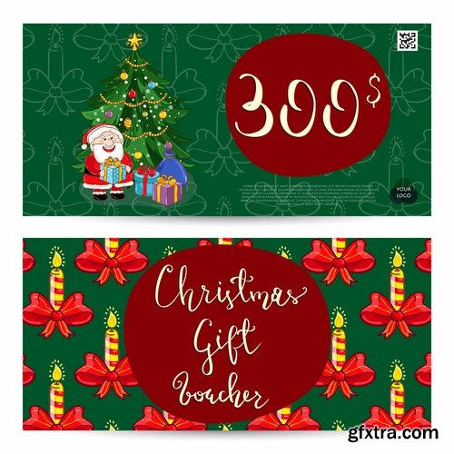 Collection banner Christmas New Year Santa Claus invitation card for a children's holiday 2-25 EPS