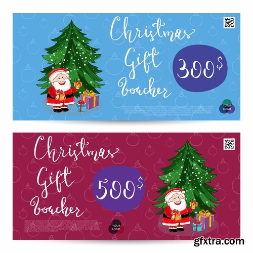 Collection banner Christmas New Year Santa Claus invitation card for a children's holiday 2-25 EPS