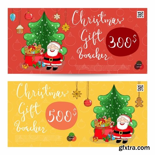 Collection banner Christmas New Year Santa Claus invitation card for a children's holiday 2-25 EPS