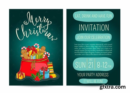 Collection banner Christmas New Year Santa Claus invitation card for a children's holiday 2-25 EPS