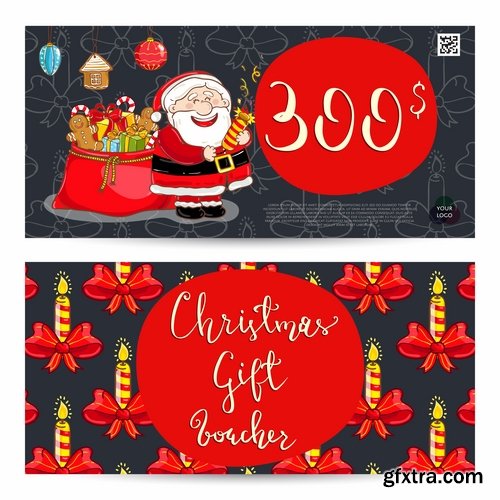 Collection banner Christmas New Year Santa Claus invitation card for a children's holiday 2-25 EPS