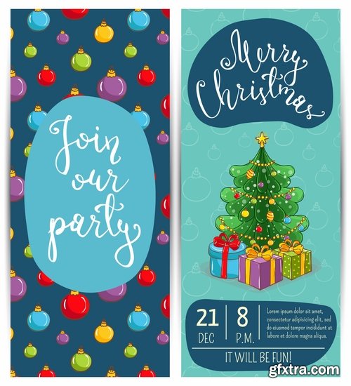 Collection banner Christmas New Year Santa Claus invitation card for a children's holiday 2-25 EPS