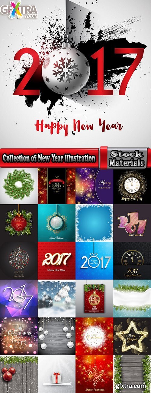 Collection of New Year illustration Christmas decoration gift holiday tree toy logo 2-25 HQ Jpeg