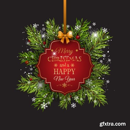 Collection of New Year illustration Christmas decoration gift holiday tree toy logo 2-25 HQ Jpeg