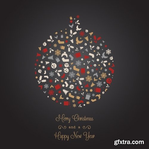 Collection of New Year illustration Christmas decoration gift holiday tree toy logo 2-25 HQ Jpeg