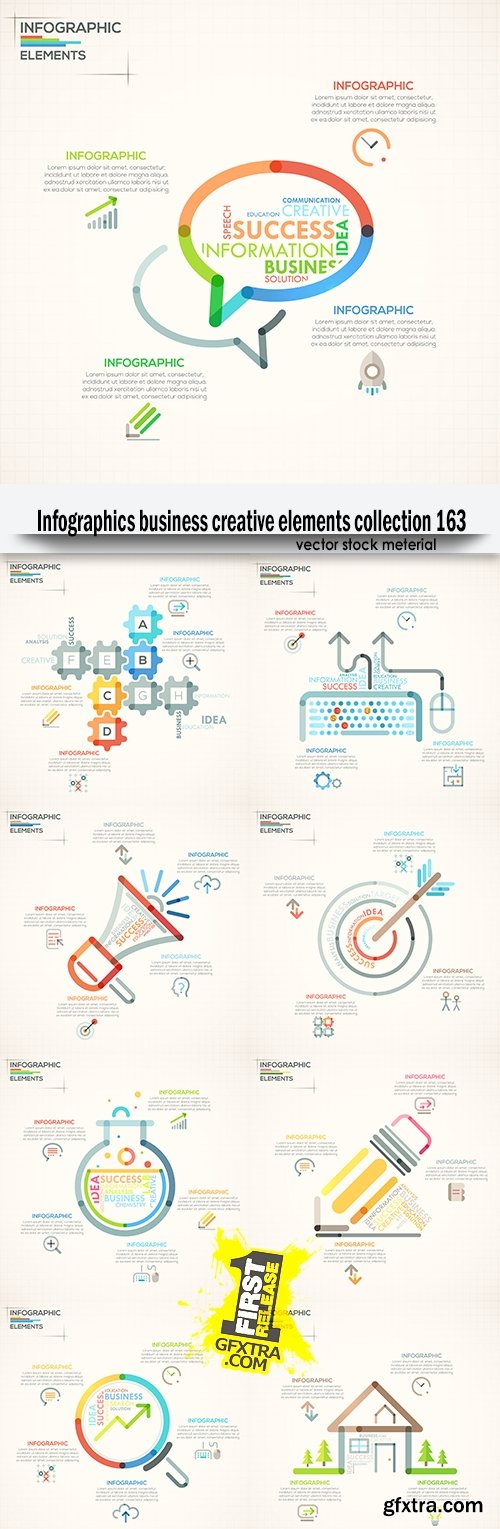 Infographics business creative elements collection 163