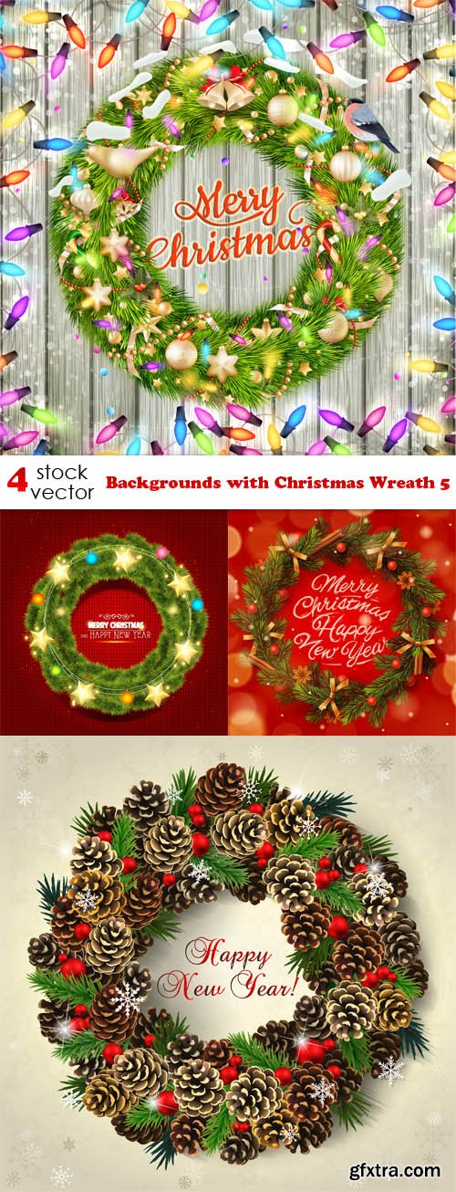 Vectors - Backgrounds with Christmas Wreath 5