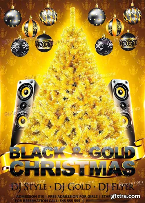 Black and Gold Christmas Party PSD V5 Flyer Template