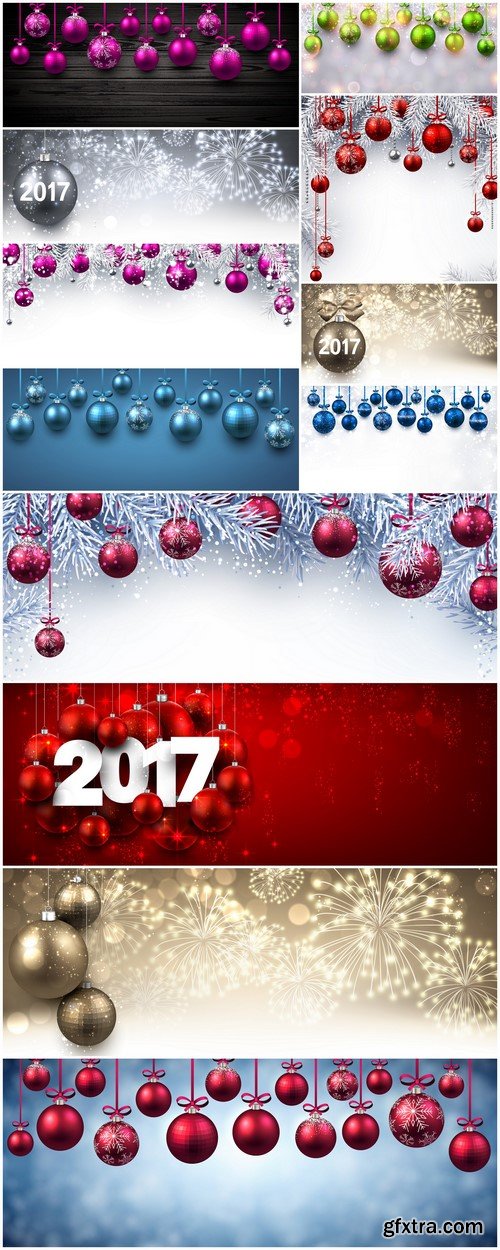 2017 New Year background with fireworks 12X EPS