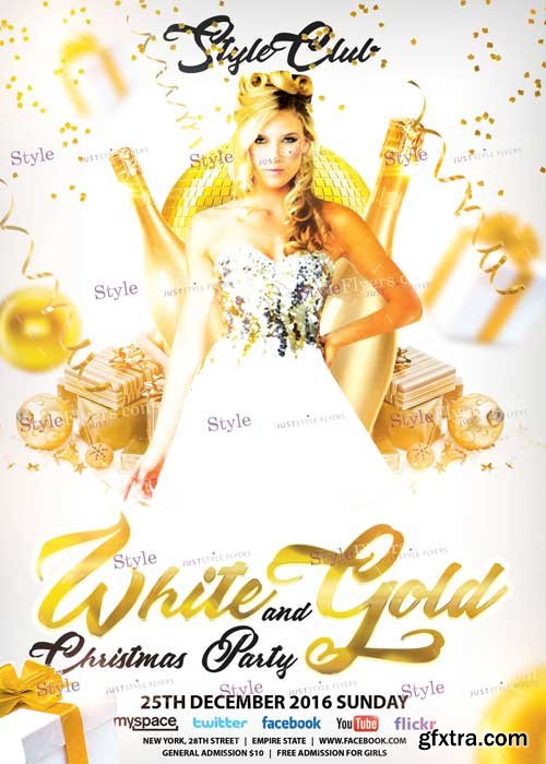 White and Gold Christma Party PSD V2 Flyer Template