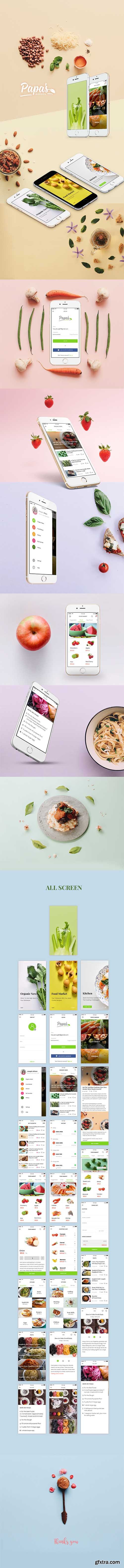 Papas Garden - Scrumptious mobile food app UI Kit