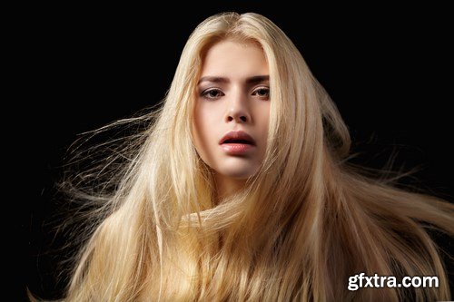 Portrait of beautiful  blonde - woman with flying hair - 18xUHQ JPEG