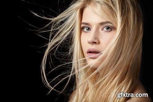 Portrait of beautiful  blonde - woman with flying hair - 18xUHQ JPEG