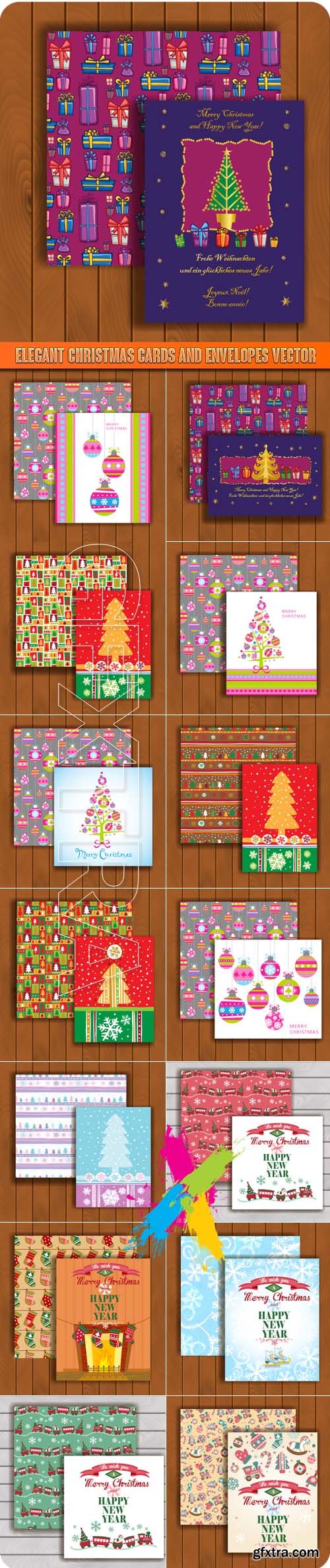 Elegant Christmas cards and envelopes vector