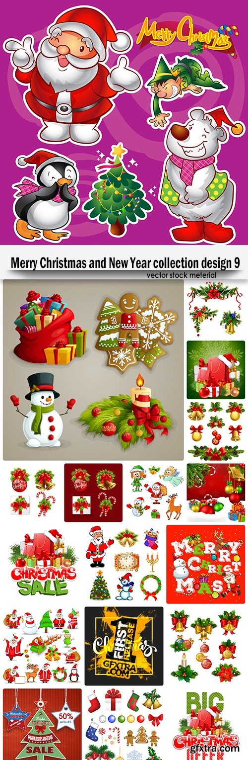 Merry Christmas and New Year collection design 9