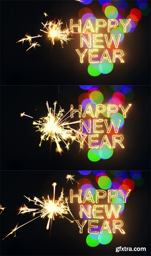 Happy New Year 2017 inscription sparklers on a black background