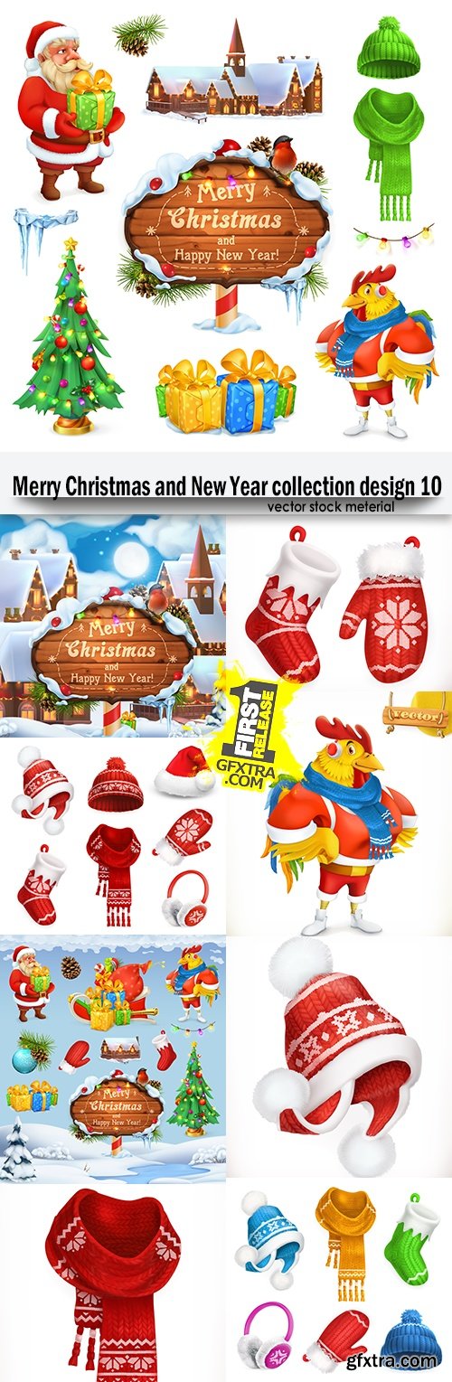 Merry Christmas and New Year collection design 10