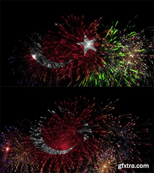 Turkey national day celebration with colorful fireworks