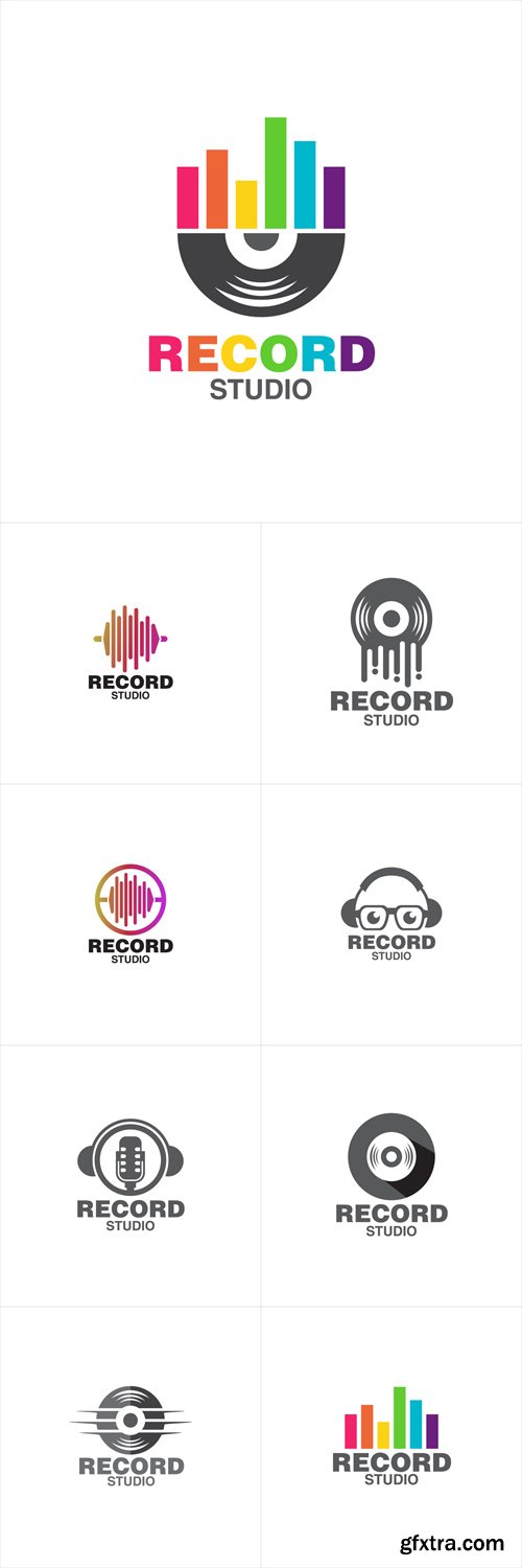 Vector Set - Record Music Concept Logo Icon Template