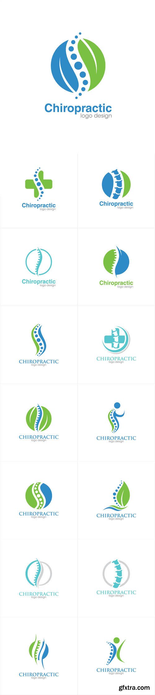 Vector Set - Medical Chiropractic Creative Concept Logo Design Template