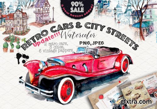 CreativeMarket Retro cars & city streets 369981