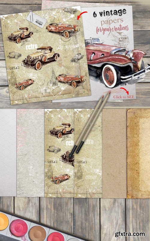 CreativeMarket Retro cars & city streets 369981