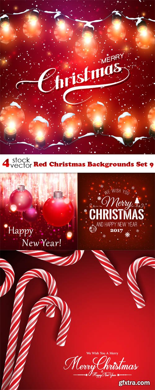 Vectors - Red Christmas Backgrounds Set 9