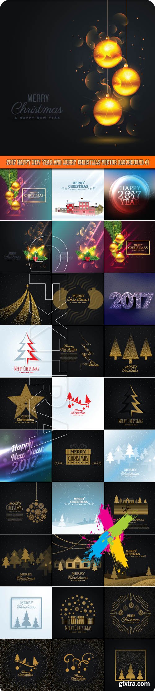 2017 Happy New Year and Merry Christmas vector background 41