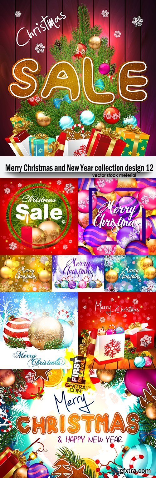 Merry Christmas and New Year collection design 12