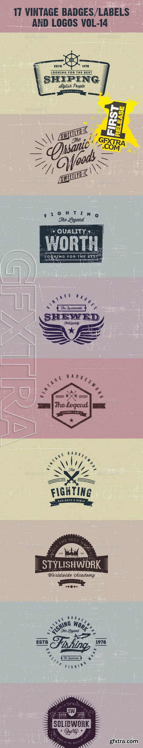 Graphicriver 17 Vintage Badges/labels and Logos Vol-14 9938664