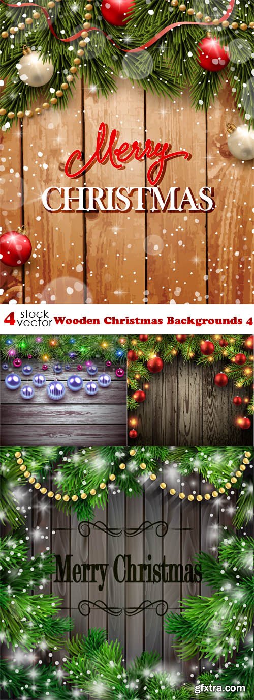 Vectors - Wooden Christmas Backgrounds 4