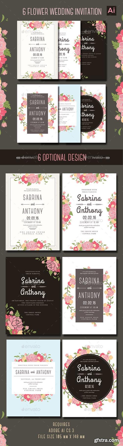 GR - 6 Floral Wedding Invitation 13090147