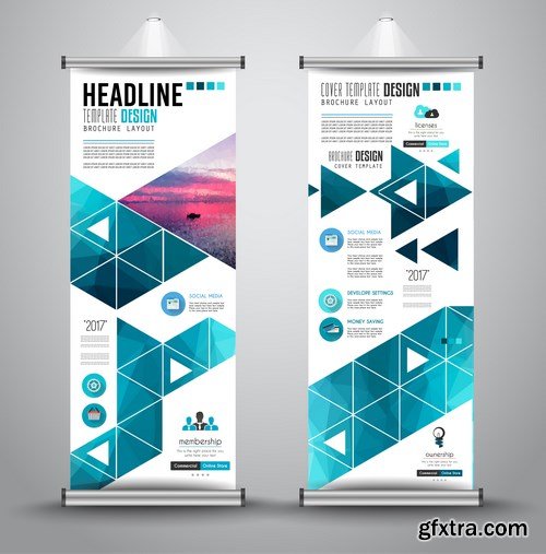 Corporate vertical vector flyer & roll up banner 3 - 15xEPS Vector Stock