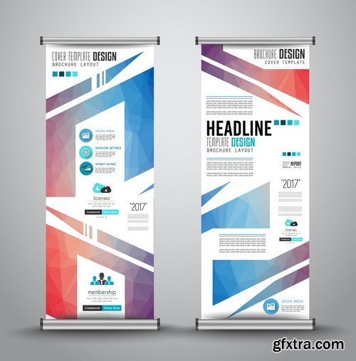 Corporate vertical vector flyer & roll up banner 3 - 15xEPS Vector Stock