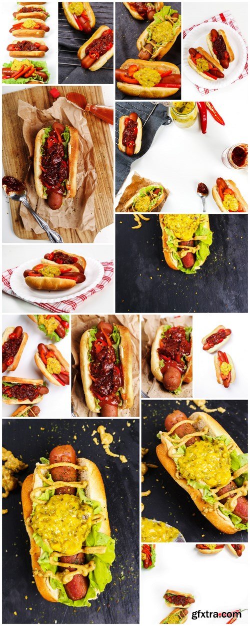 Tasty Hot Dog -  Fast Food, 15xUHQ JPEG Photo Stock