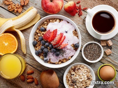 Healthy breakfast ingredients - 20xUHQ JPEG Photo Stock