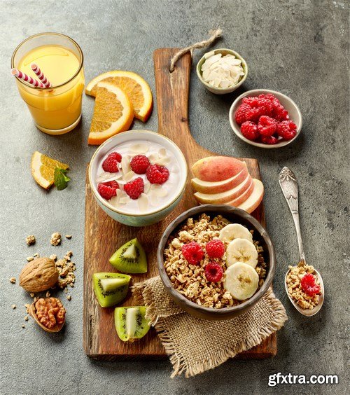 Healthy breakfast ingredients - 20xUHQ JPEG Photo Stock