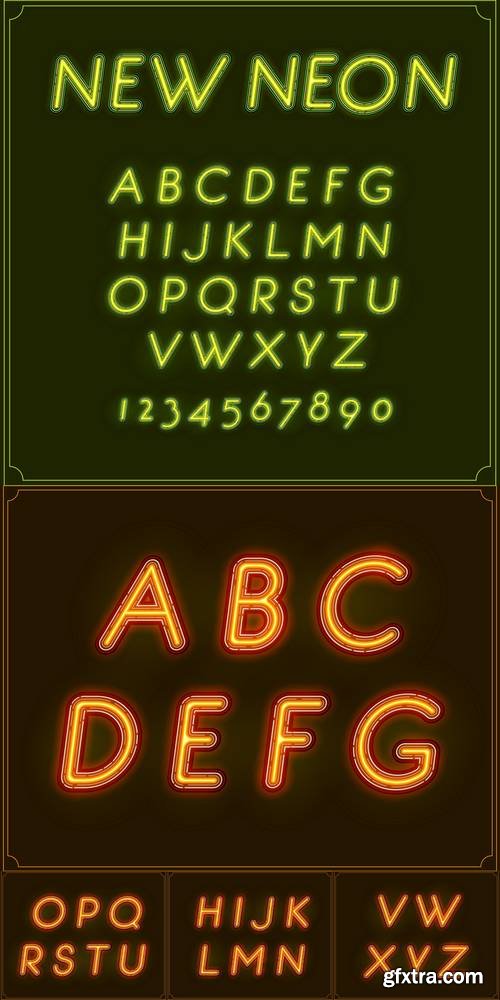 Neon Italic Font Type Alphabet