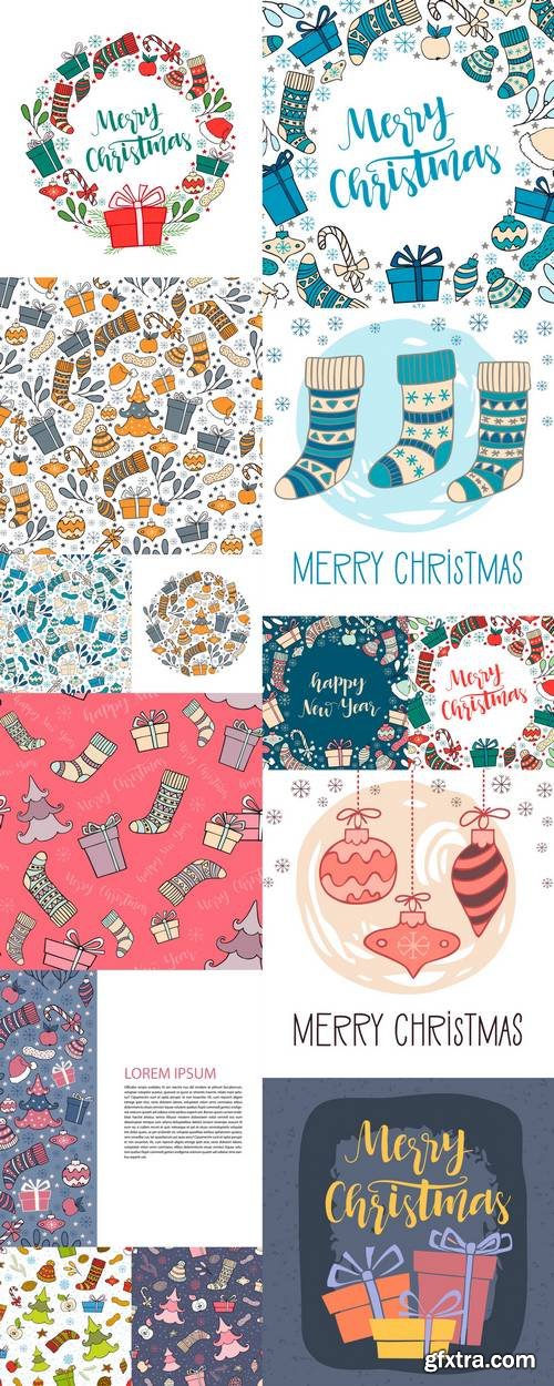 Christmas Elements - Hand Drawn Winter Holiday Symbols