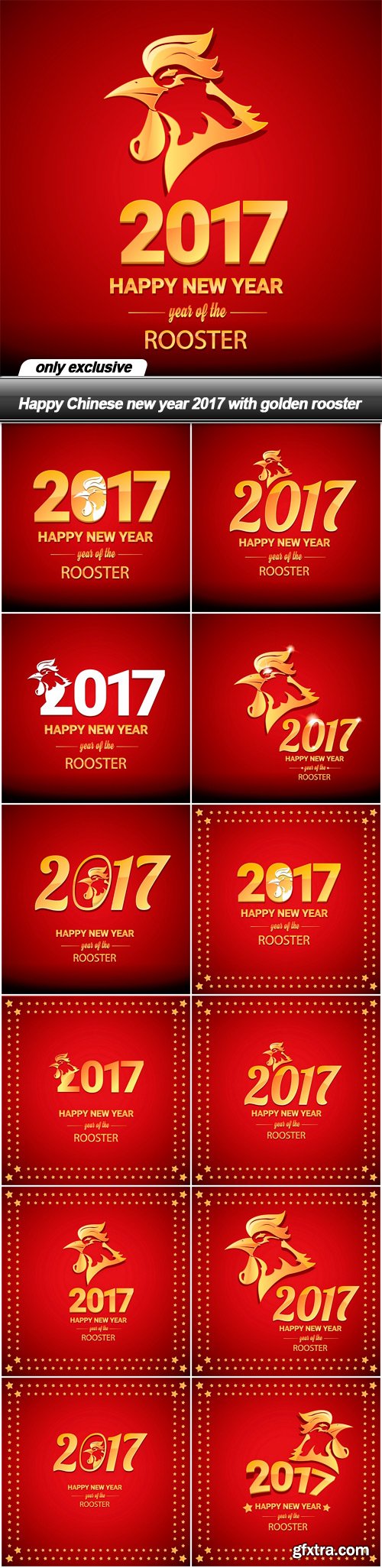 Happy Chinese new year 2017 with golden rooster - 13 EPS
