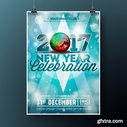 Collection banner flyer of New Year illustration Christmas decoration gift holiday tree toy logo 4-25 HQ Jpeg