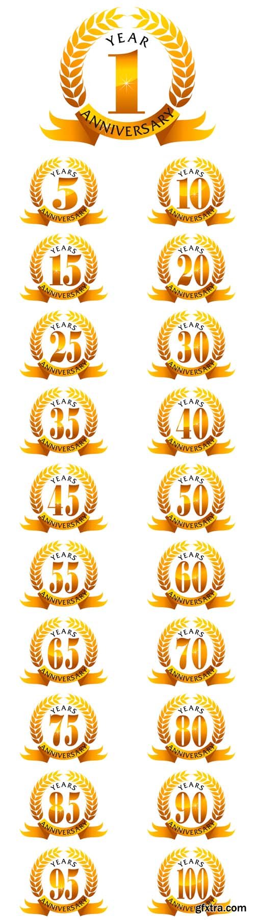 Vector Set - Years Ribbon Anniversary