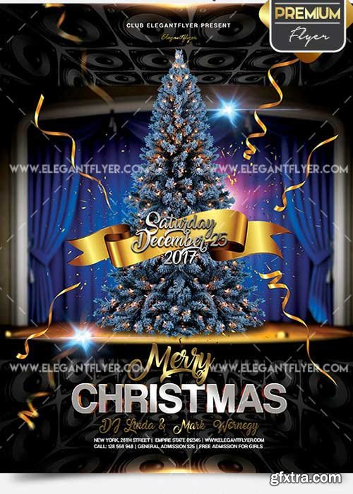 Merry Christmas Flyer PSD V02 Template + Facebook Cover