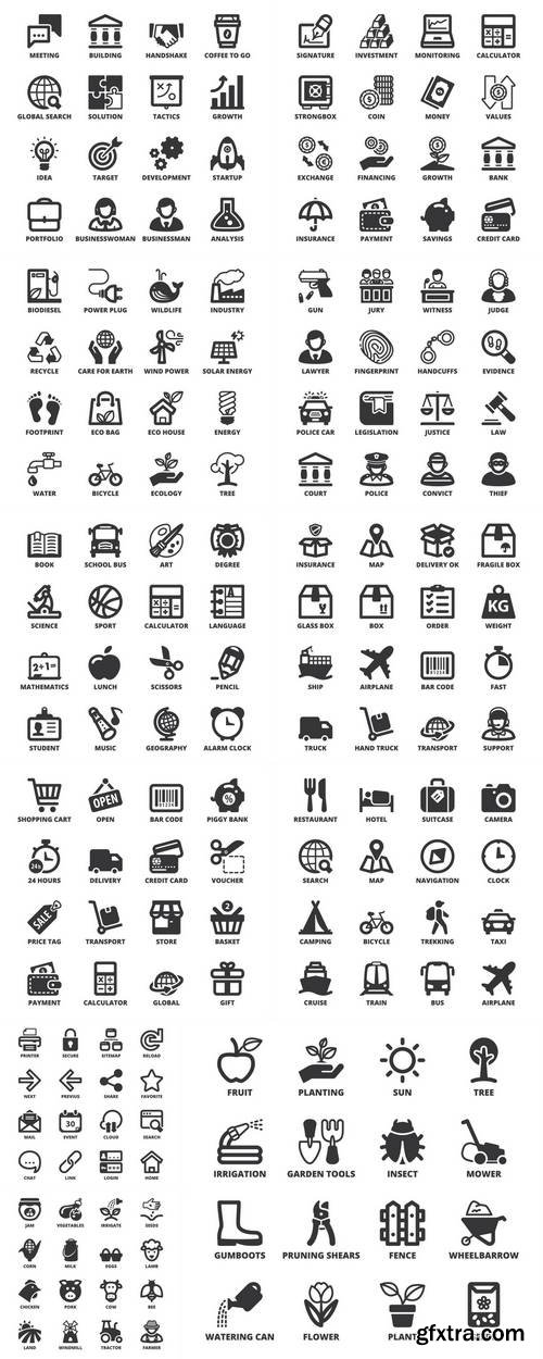 Flat Black Icons and Symbols