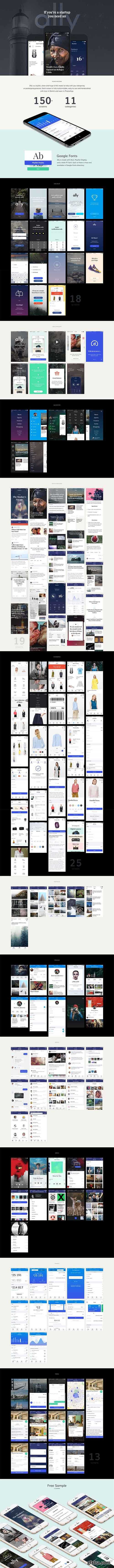 Ally - Stylish 150+ screen mobile UI Kit