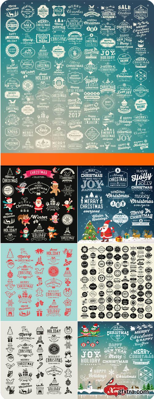 2017 Christmas design elements logos badges labels vector