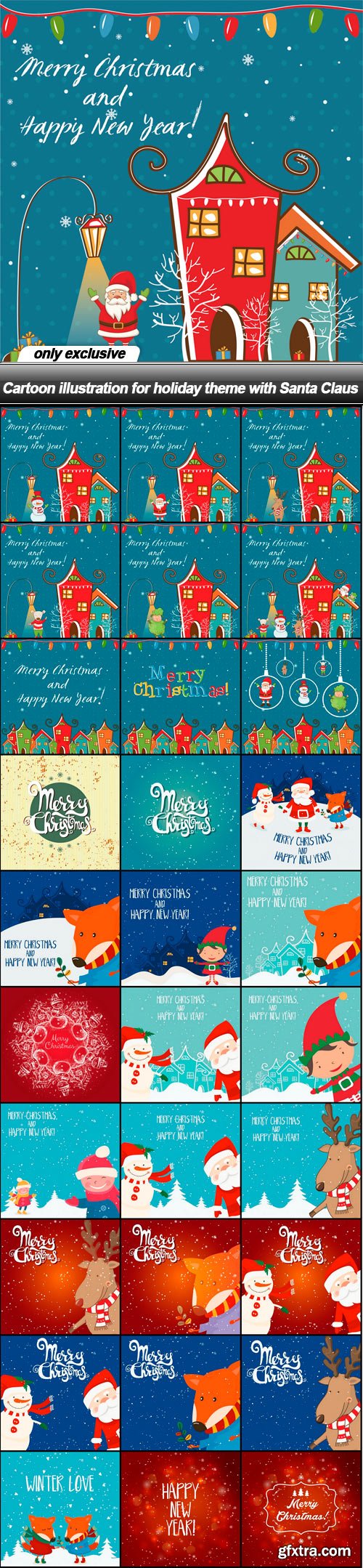 Cartoon illustration for holiday theme with Santa Claus - 30 EPS