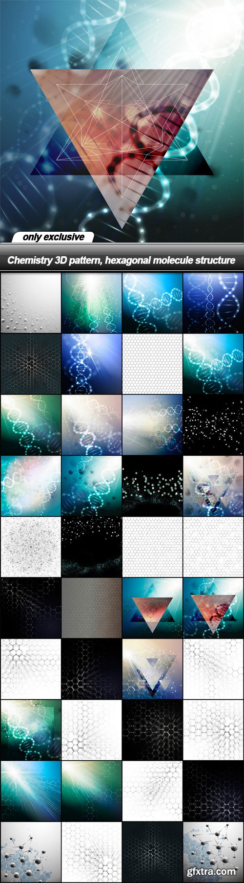 Chemistry 3D pattern, hexagonal molecule structure - 40 EPS