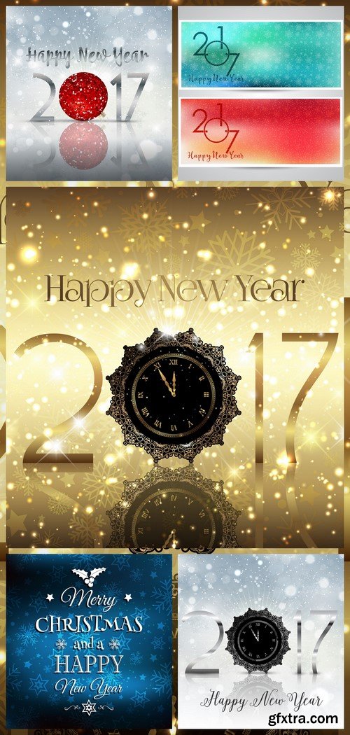 Happy new year background 2017 5X EPS