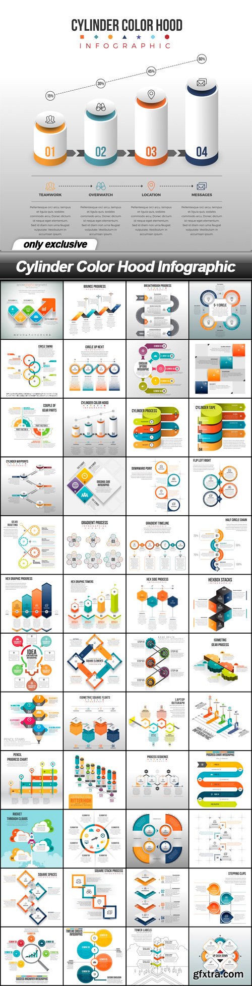 Cylinder Color Hood Infographic - 48 EPS